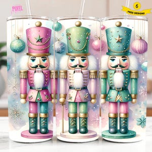 Gobelet casse-noisette, papier peint 20 oz, design sublimation, gobelet fin casse-noisette mignon, png, gobelet de Noël, téléchargement transparent