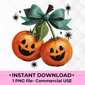 Pumpkin Cherries Png, Autumn Girly Png, Halloween Pumpkin Png, Fall Pumpkin Png, Pumpkin Cheeries Coquette Png, Retro Fall Png, Pumpkin Bow