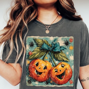 Pumpkin Cherries Png, Autumn Girly Png, Halloween Pumpkin Png, Fall Pumpkin Png, Pumpkin Cheeries Coquette Png, Retro Fall Png, Pumpkin Bow