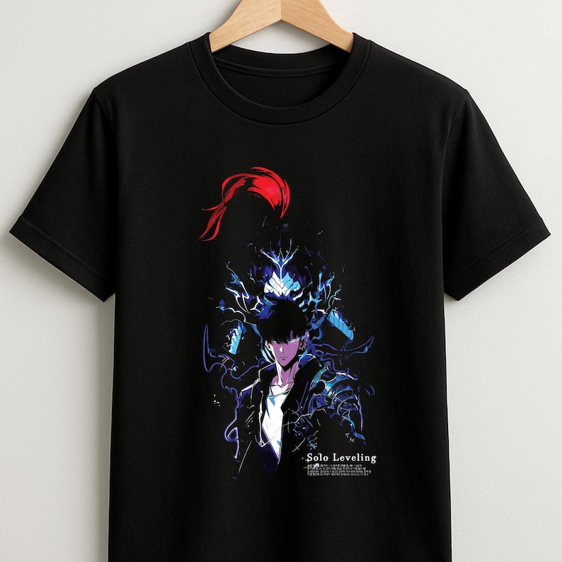 Youth and adult #Solo Levelling Jinwoo & Igris Tshirt, Manga Tshirt For Men, Best Anime, Gift For Anime Lovers,Gift For Him, Gift For Her image 1