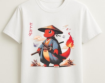 Youth and adult #Ch@rmander Samurai Japanese, PKM tshirt, anime shirt, Samurai PKM t-shirt, Unisex Crewneck Menswear and Womenswear
