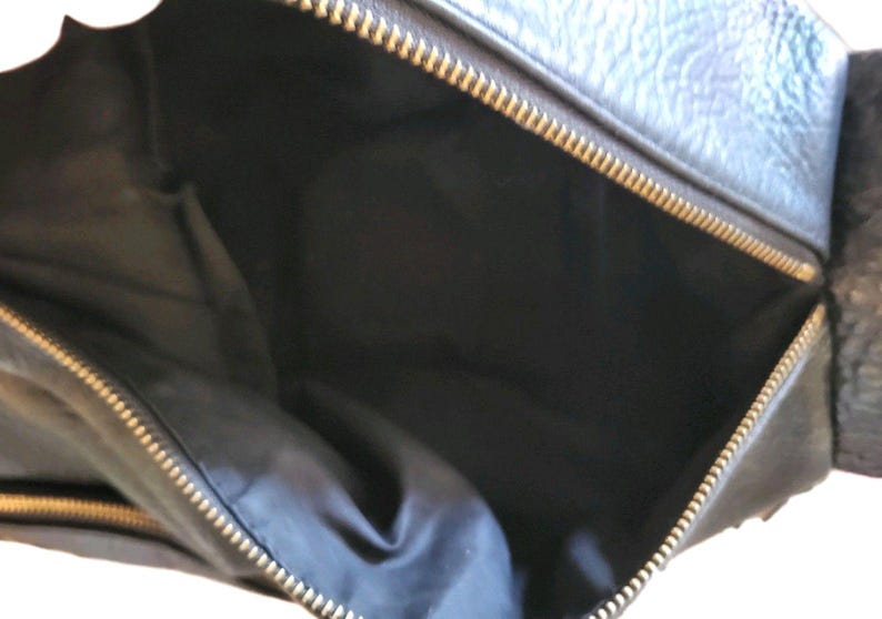 BRIGHTON Bucket Black Brown Croc Pattern Leather Shoulder Handbag Vintage CLEAN image 8