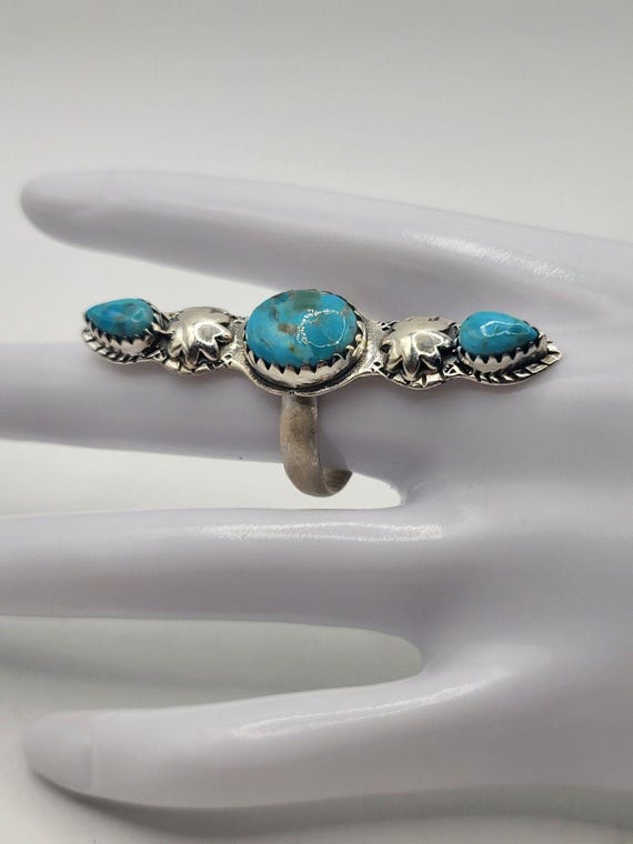Authentic Turquoise Three Stone Native American 9… - image 2