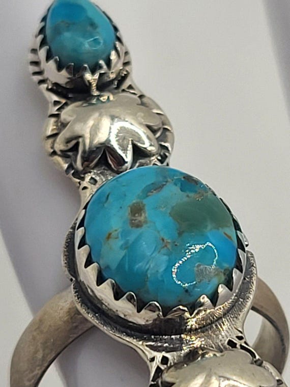 Authentic Turquoise Three Stone Native American 9… - image 11