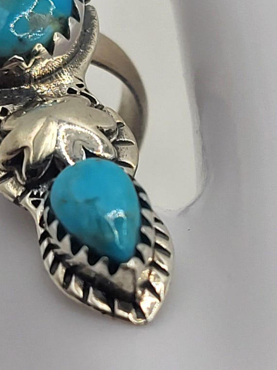 Authentic Turquoise Three Stone Native American 9… - image 10