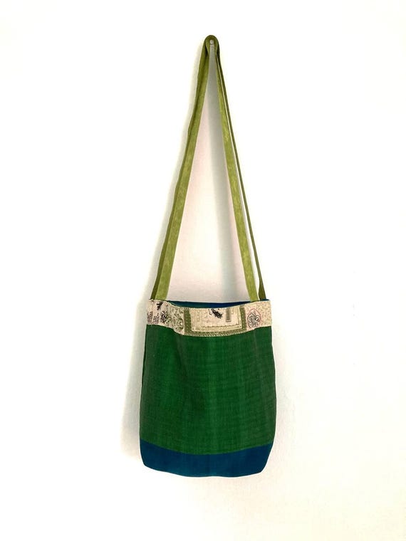 Green Cotton Canvas Shopper Bag, Rollable Grocery Tote