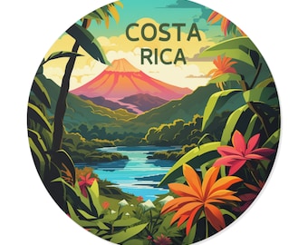 Costa Rica Tropical Travel Vinyl Sticker Decal - Luggage, Laptop, Notebook, Journal, Gift, Waterproof, Scrapbook, Helmet, Car, Diary