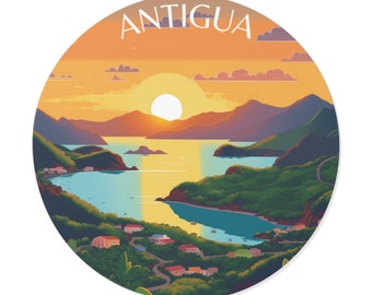 Antigua Caribbean Island Vinyl Sticker Decal - Travel, Luggage, Laptop, Notebook, Journal, Gift, Waterproof, Scrapbook, Car, Backpacking