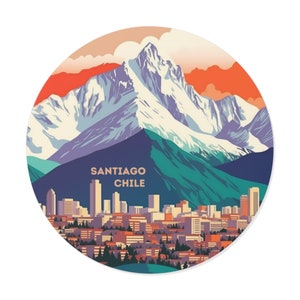 Santiago Chile Vinyl Sticker Decal - Travel, Luggage, Laptop, Notebook, Journal, Gift, Waterproof, Scrapbook, Helmet, Car, Backpacking