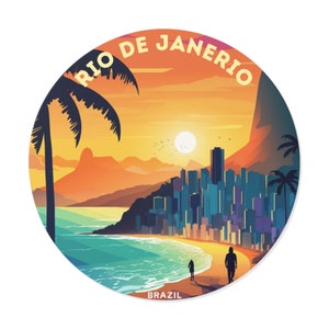 Sticker vinyle Rio de Janeiro Brésil - voyage, bagage, ordinateur portable, carnet de notes, journal intime, cadeau, imperméable, scrapbooking, casque, voiture, randonnée