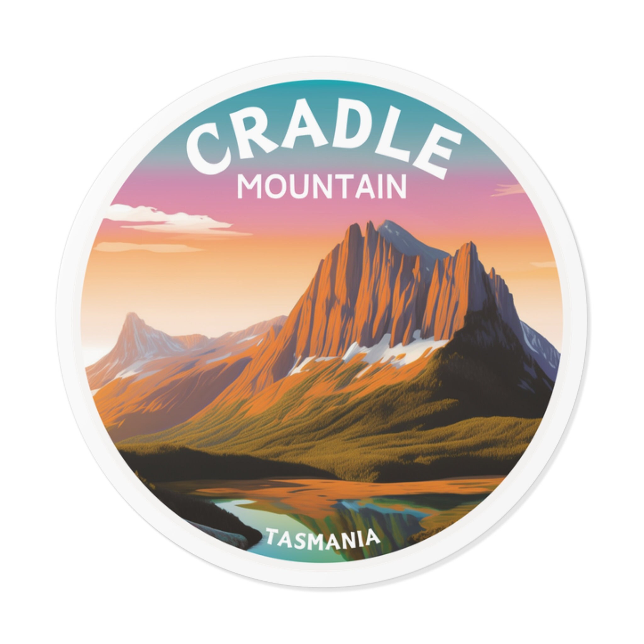 Cradle Mountain Tasmanien Australien Vinyl Aufkleber mit weißem Rand - Reise, Laptop, Notebook, Journal, Geschenk, wasserfest, Scrapbook, Auto