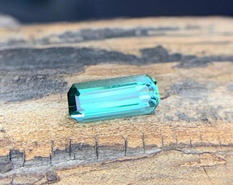 Emerald Cut Blueish Green Tourmaline Gemstone: 0.95 ct Natural Loose Stone