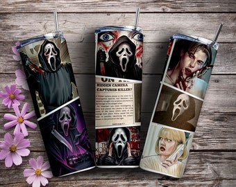 Horror Characters 20oz Skinny Straight & Tapered Designs, Horror Movie Tumbler Designs, Digital download, Cartoon Character Tumbler Wrap PNG