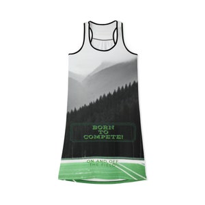 Women's Racerback Dress AOP Athletic. Born to Compete Contemporary and sports dress / overwear zdjęcie 2