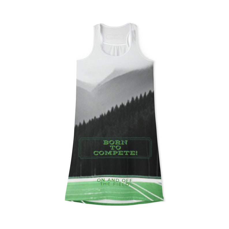 Women's Racerback Dress AOP Athletic. Born to Compete Contemporary and sports dress / overwear zdjęcie 8