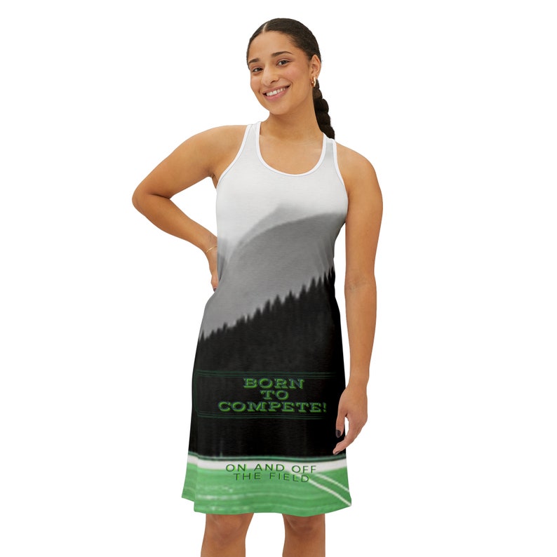 Women's Racerback Dress AOP Athletic. Born to Compete Contemporary and sports dress / overwear zdjęcie 7