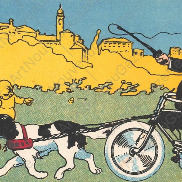 RARE Art Nouveau One Dog Power. Digital Card. Digital Vintage Illustration. Friendly download. Rare! Digital Print.