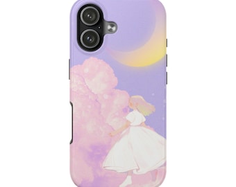 Dreamy Moonlit Clouds Phone Case Pastel Sky Fantasy Illustration Celestial Cute Phone Cover Moon Phone Case Whimsical Design iPhone 17