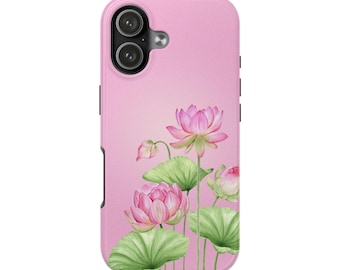 Custodia per telefono con fiore di loto rosa, graziosa custodia per telefono femminile, custodia floreale per telefono femminile, morbida custodia pastello, regalo per lei iPhone 17
