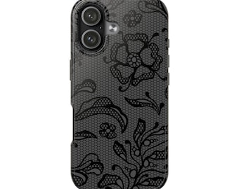 Black Floral Lace Phone Case | Cute Minimalistic Phone Case | Chic Phone Case