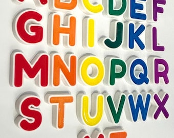 Rainbow Capital Alphabet Fridge Magnets I Learning ABCs I Classroom Tools I English Alphabet I Bubble Letters I Stylish Messages for Home