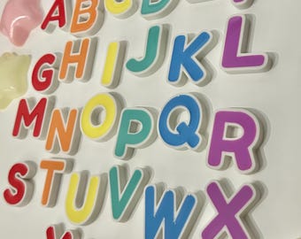 Pastel Rainbow Capital Alphabet Fridge Magnets l Learning ABCs l Classroom Tools I English Alphabet I Bubble Letters I Stylish Home Decor