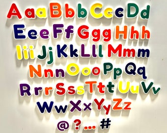 Rainbow Alphabet Fridge Magnets - Complete Set I Learning ABCs I Classroom Tools I English Alphabet I Bubble Letters I Make Stylish Messages