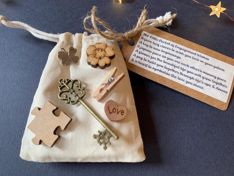 Engagement Gift, Little Pocket of Engagement Wishes, Token Gifts, Couples Keepsake, Small Engagement Present, Good Luck, Thoughtful Gifts