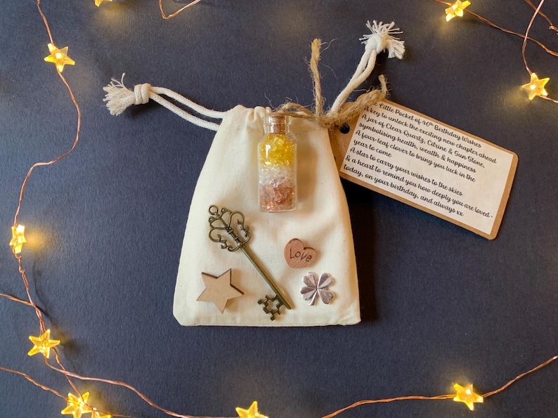 40th Birthday Keepsake Gift, Little Pocket of Fortieth Wishes, Special Gifts, Daughter, Wife, Mum, Grand Daughter, Niece, Friend, Auntie