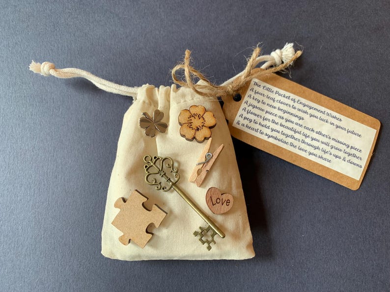 Engagement Gift, Little Pocket of Engagement Wishes, Token Gifts, Couples Keepsake, Small Engagement Present, Good Luck, Thoughtful Gifts