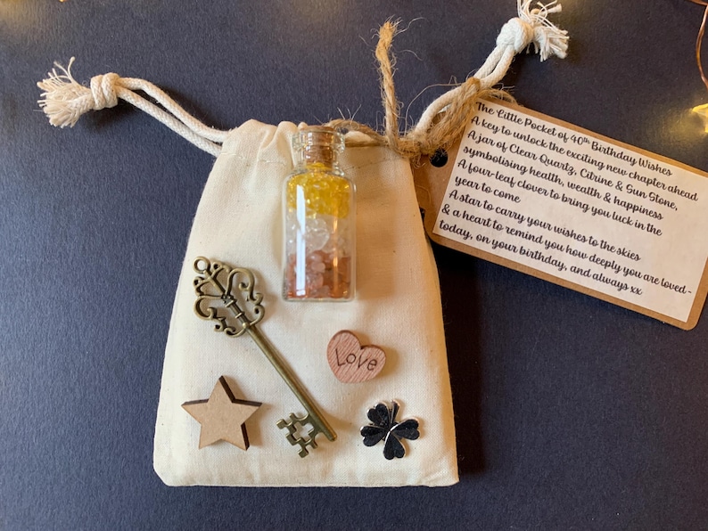 40th Birthday Keepsake Gift, Little Pocket of Fortieth Wishes, Special Gifts, Daughter, Wife, Mum, Grand Daughter, Niece, Friend, Auntie