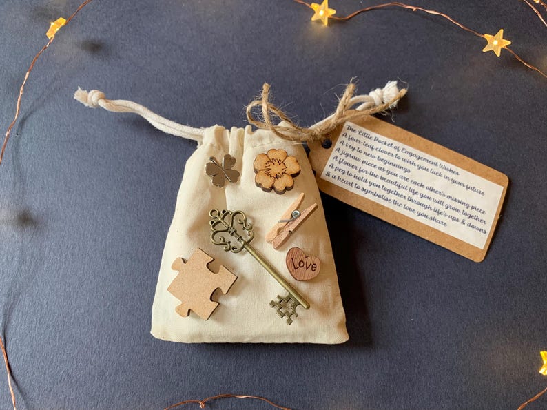 Engagement Gift, Little Pocket of Engagement Wishes, Token Gifts, Couples Keepsake, Small Engagement Present, Good Luck, Thoughtful Gifts