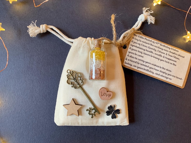 40th Birthday Keepsake Gift, Little Pocket of Fortieth Wishes, Special Gifts, Daughter, Wife, Mum, Grand Daughter, Niece, Friend, Auntie