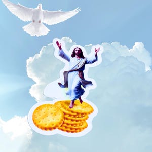 Adesivo divertente "Cristo su un cracker" - Vinile da 2" / Pacchetto e risparmio / Umorismo religioso irriverente