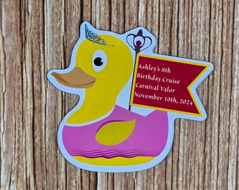 Aimant de canard de croisière, thème princesse, étiquette personnalisée pour se cacher sur le carnaval, cadeau d'anniversaire, cadeau d'anniversaire