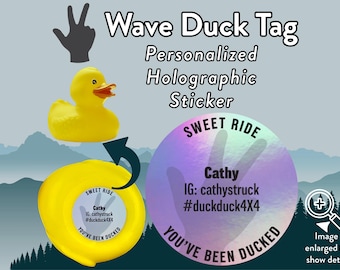 Off-Road Wave Duck Tag Stickers Holographic Personalized Sweet Ride You've Been Ducked