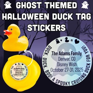 Duck Tag Sticker Cute Ghost Halloween Personalized Rubber Duckie Decal Duck Duck Boo Spooky Cruising Essential Holographic Gift for Cruise