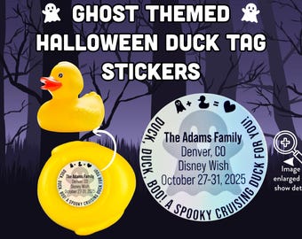 Ente Tag Aufkleber Niedlicher Geist Halloween personalisierte Gummi Ente Aufkleber Ente Ente Boo Gruselige Kreuzfahrt wesentliches holographisches Geschenk für Kreuzfahrt