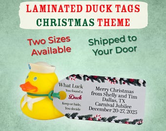 Cruising Duck Tags Christmas Theme Thick Laminated Personalized Label for Ducking and Keychain Cruise Essential Cute Xmas Holiday Garland