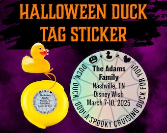 Spooky Cruising Duck Tag Sticker Holographic Personalized Halloween Spider Web Rubber Duckie Decal Cruise Essential Duck Duck Boo