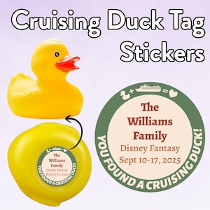 Duck Tag Stickers Personalized Green Cruise Duck Tag Decals Magnet Duck Tags Royal Caribbean Carnival Disney Rubber Duck Tags Family Cruise