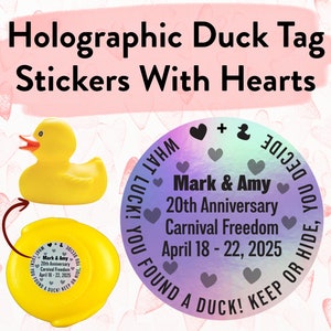 Duck Tag Stickers Hearts Personalized Wedding Anniversary Honeymoon Cruising Duck Carnival Royal Caribbean Disney Cruise Gift For Cruise