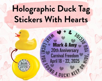 Duck Tag Stickers Hearts Personalized Wedding Anniversary Honeymoon Cruising Duck Carnival Royal Caribbean Disney Cruise Gift For Cruise