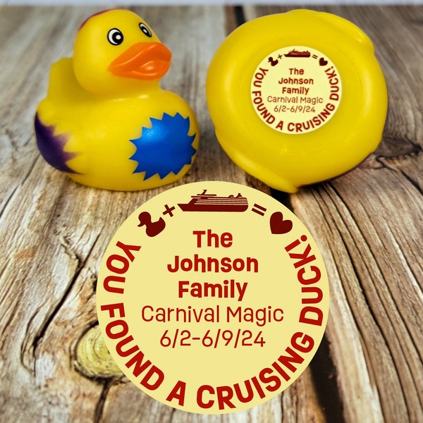 Duck Tag Stickers Personalized Cruise Duck Tag Decals Magnet Duck Tags Royal Caribbean Carnival Disney Cruise Rubber Duck Tags Family Cruise