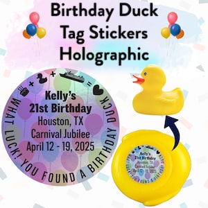 Duck Tag Sticker Birthday Personalized Holographic Cruising Rubber Duckie Decal Cute Gift What Luck You Found Duck Cruise Essential