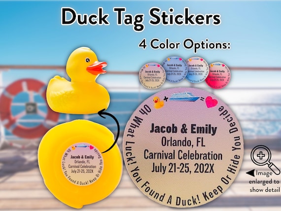 Cruising Duck Tag Stickers Full Color Personalized With 4 Cute Color Options | Cruise Rubber Duck Labels | Oh What Luck You Found A Duck