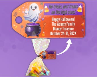 Pixie Dust or Fish Extender Gift Bag Tags Halloween Themed Personalized Design | Thick Laminated Tags Shipped to You | Cute Tags for Cruise