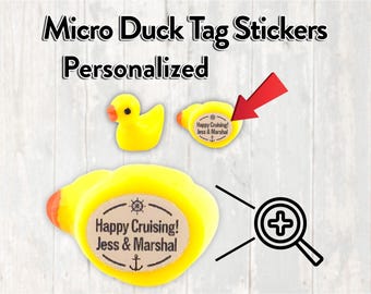Micro Duck Tag Stickers for Mini Plastic Resin Ducks | Tiny Cruising Duck Tags | Small Personalized Duck Label | Miniature Luminous Duck Tag