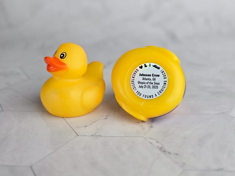 Duck Tag Stickers Personalized Holographic Cruising Duck Tags Carnival Royal Caribbean Disney Cruise NCL Rubber Duckie Cute Gifts For Cruise image 3