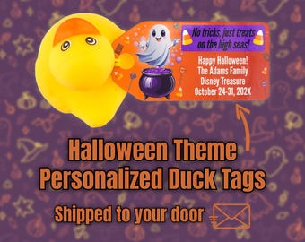 Cruising Duck Tags Cute Halloween Ghost Candy Theme | Personalized Laminated and Shipped to You | Cruise Ducking Label | Fun Festive Unique